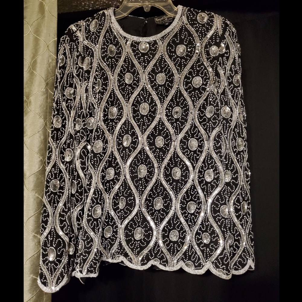Royal Feelings Sequin Evening Blouse